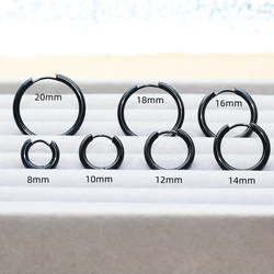 BTG001 Titanium Men Women Hoop Earrings Black Color Circle 2.5mm 316l Stainless Steel Earring IP Plating No Fade Allergy Free