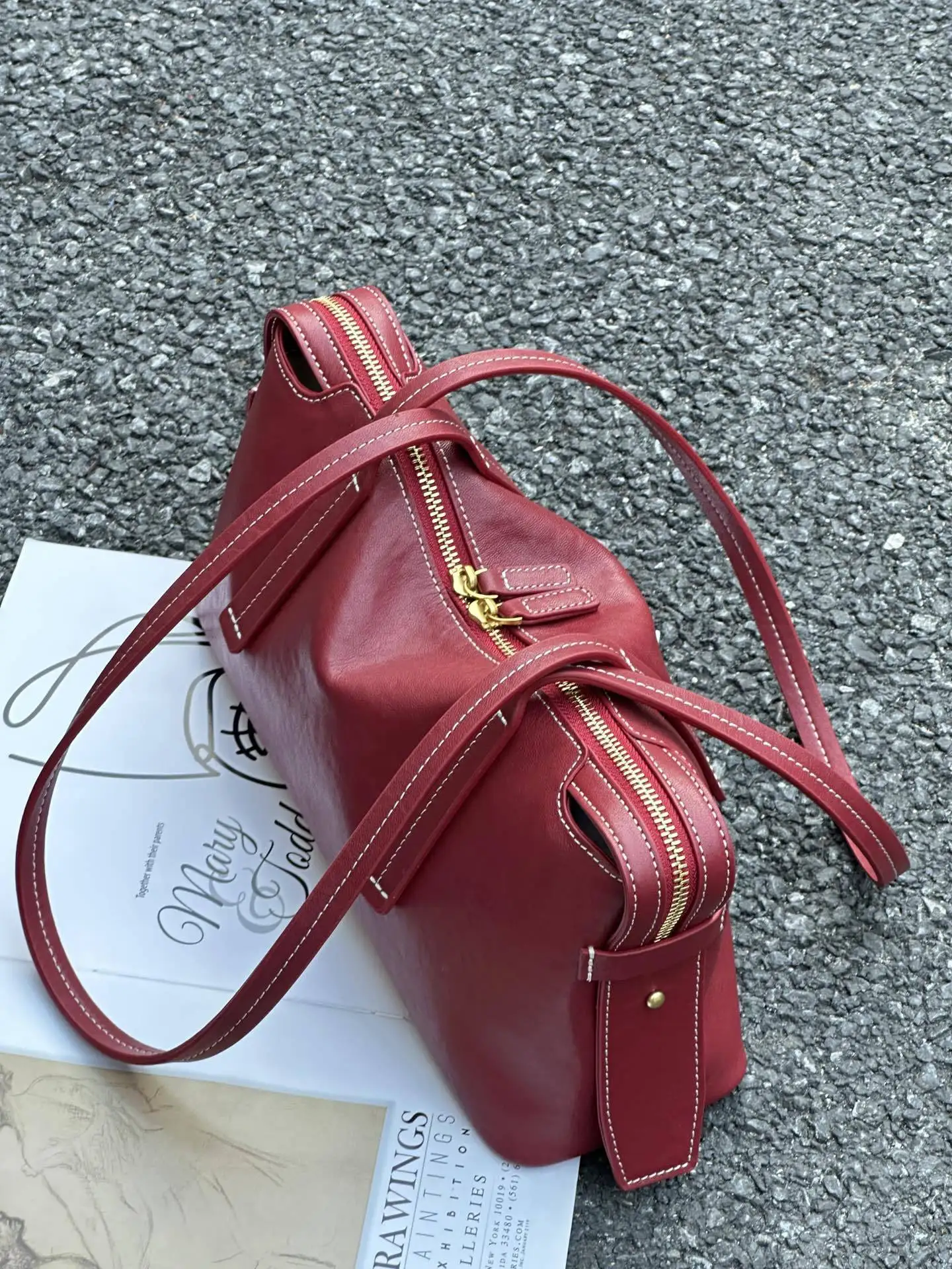 FIRMRANCH Light Luxury Bright Oil Wax Cowhide Minimalist Solid Color Women's Shoulder Underarm Bag