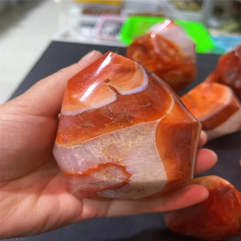 Natural Red Agate Crystal Torch for Healing And Decoration Handmade Polished Crystal Stick