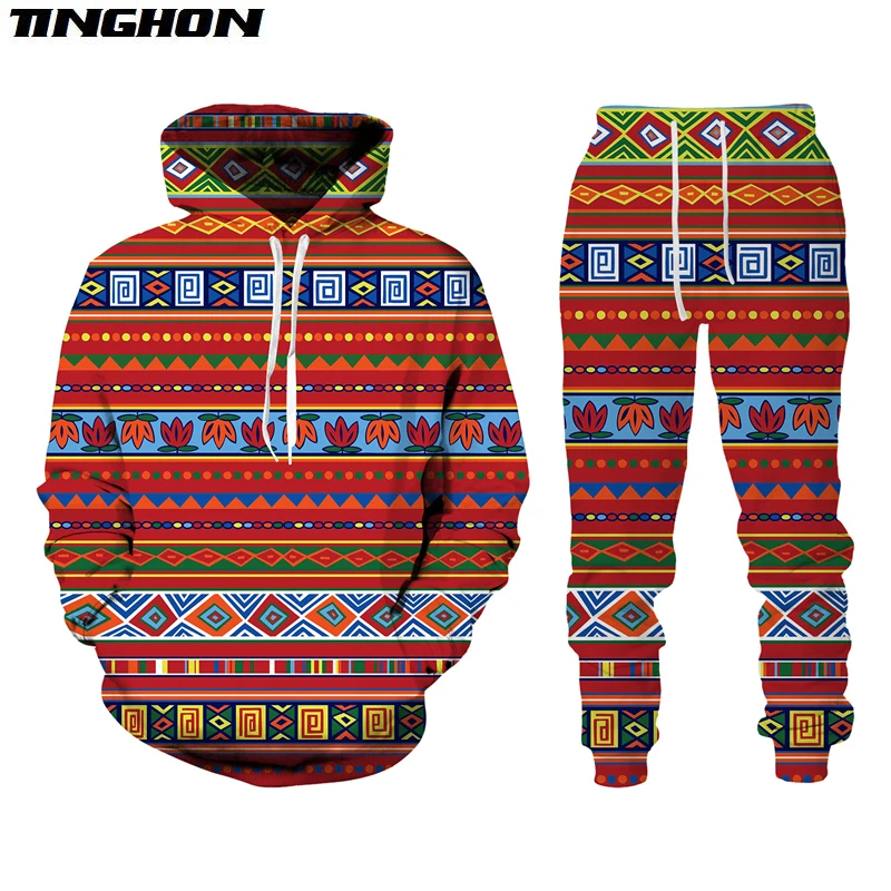 

Ethnic Style 3D Printed Hoodies and Pants Set African Vintage Pullover Sweatshirts Man Tracksuit Casual Men's Clothes 02