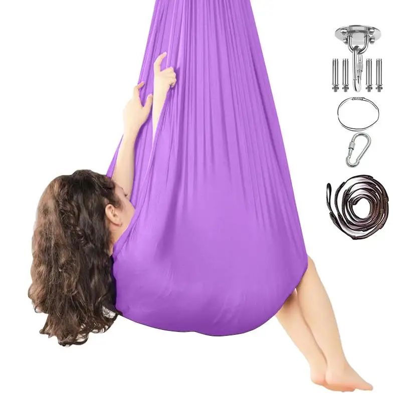 Adjustable Elastic Stretch Hammock Swing Ceiling Hanging Aerial Yoga Strap Yoga Belt Swing Camping Hammock For Indoor Outdoor