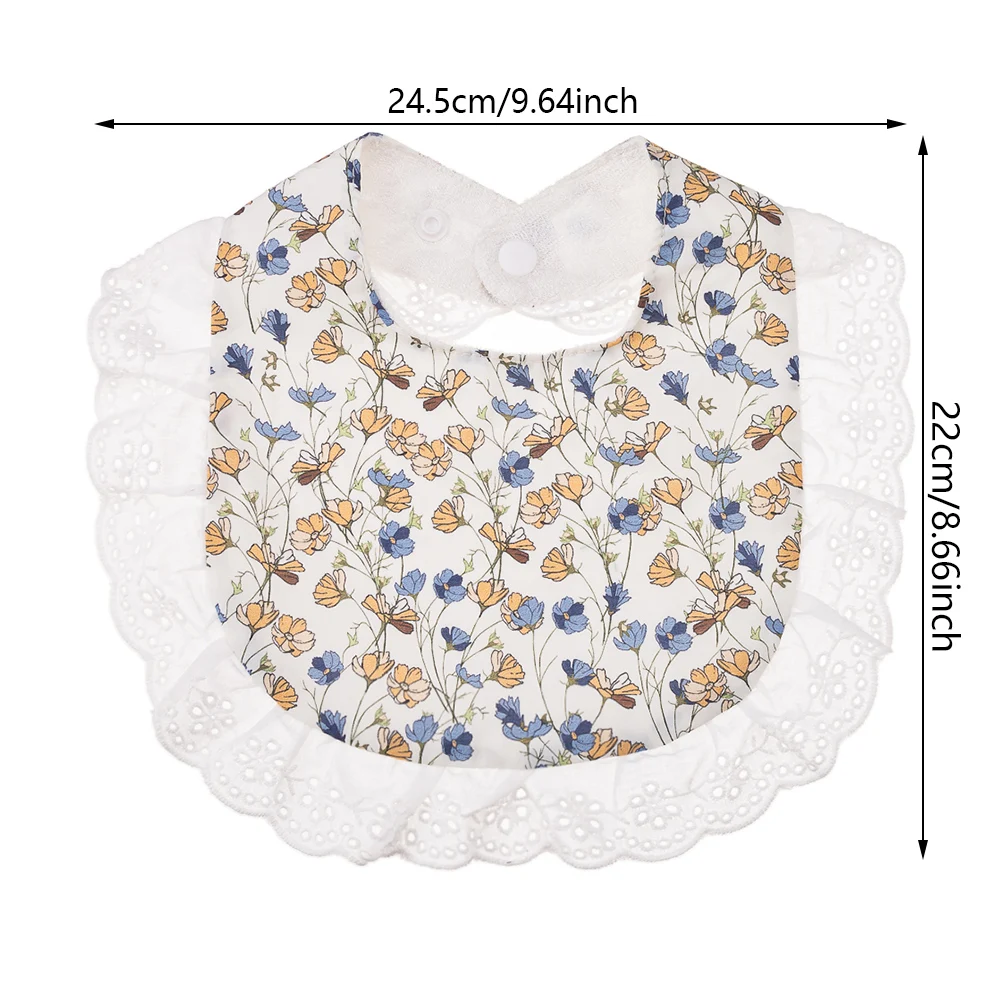 Flower Print Embroidery Baby Bibs Headbands Bow Tie Bandana Lace Embroidery Toddler Saliva Towel Feeding Burp Cloth