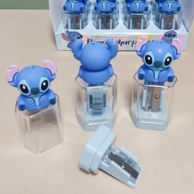 Disney-afilador de lápices 3D de Stitch, Mini herramienta portátil de dibujos animados, adornos, premios de papelería para estudiantes