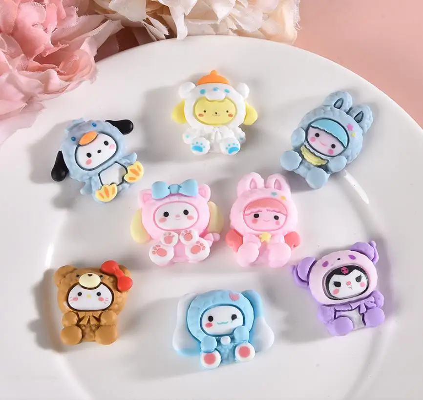 100pcs Resin Cartoon Sanrio series Flatback DIY Scrapbook Cabochon headwear earrings Decor Accessory