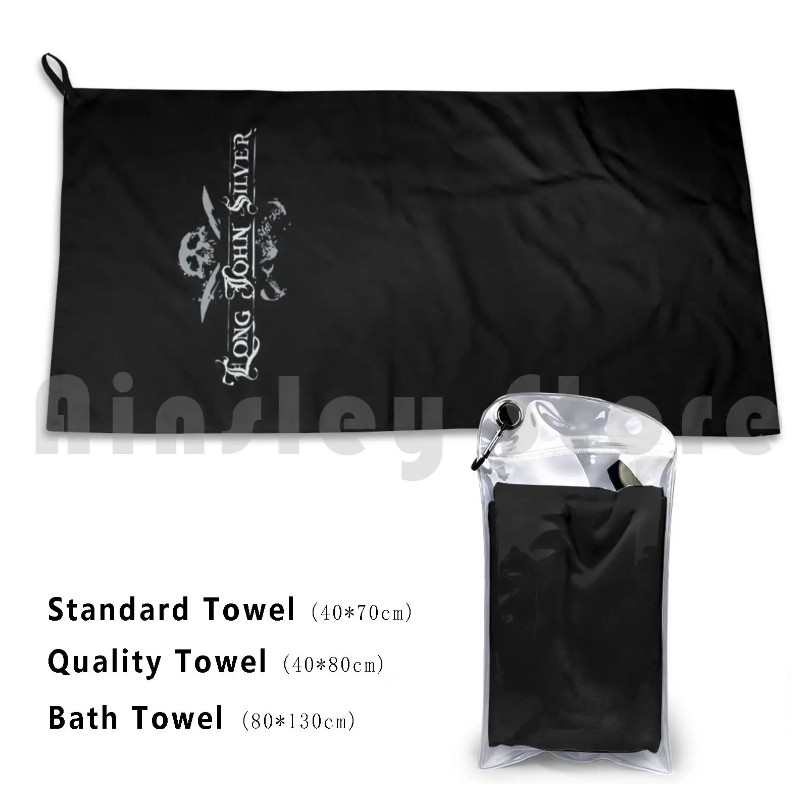 Long John Silver Custom Towel Bath Towel Long John Silver Pirate Black Sails Skull Jolly Roger Pirates Of