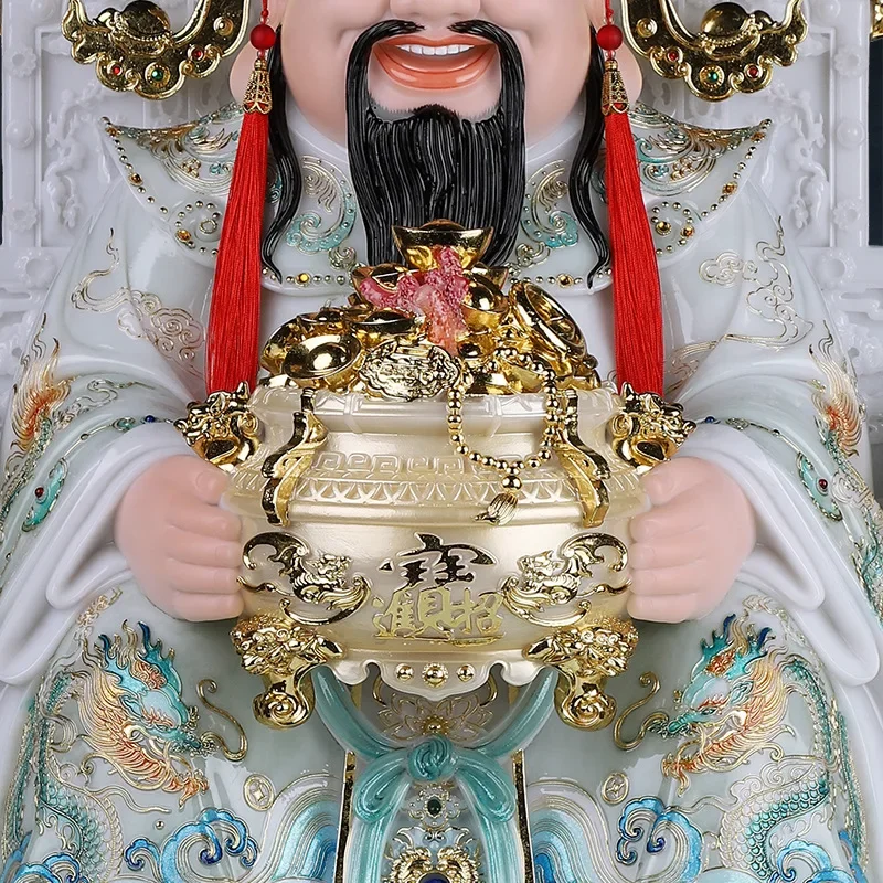 a2 White Jade God of Wealth Statue Wen Cai God Ye Fan Li Buddha Statue Company Shop Household Offering Ornaments