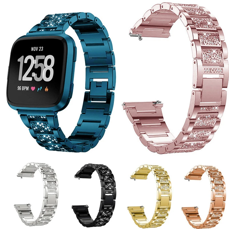 

Premium Diamond Strap Fitbit Versa/Versa Lite Smartwatch with Stainless Steel Women's wristband Fitbit Versa 2 Correa Band