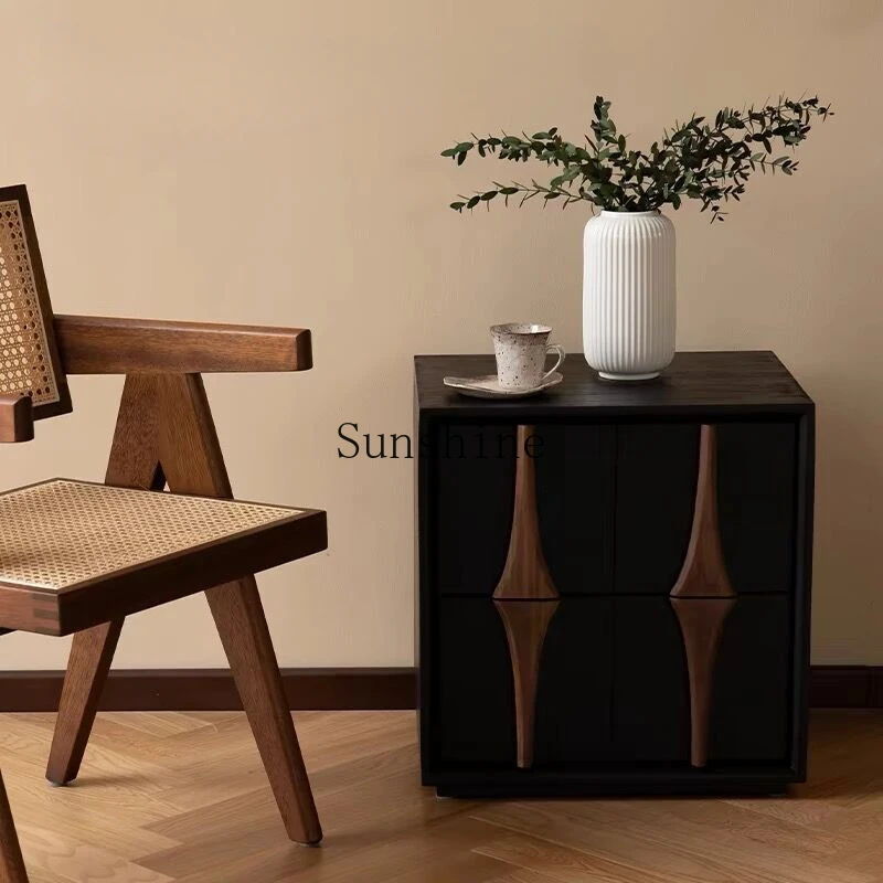 خزانة جانبية لأريكة غرفة النوم بجانب السرير مزدوجة الضخ من الخشب الصلب الاسكندنافي