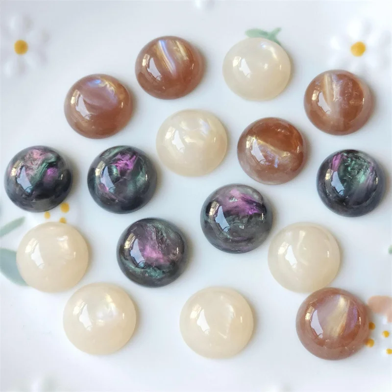 Wholesale 100pcs/lot 15mm color pattern print geometry rounds shape resin cabochon beads diy jewelry garment accessory