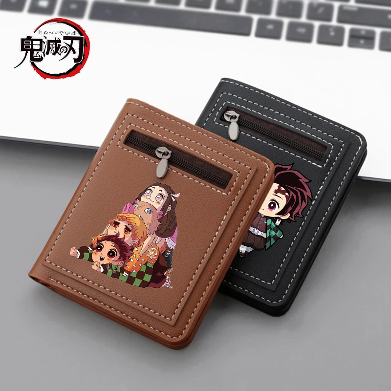 

Japanese Anime Demon Slayer Kimetsu No Yaiba Men Wallet Boys Cartoon Large Capacity Purse Multifunctional Folding Wallets Gift
