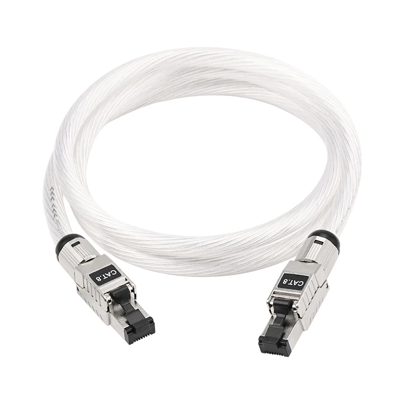 Cable Ethernet Hifi OCC de alto rendimiento, Cable de red Cat8 Chapado en plata, Internet para PC, enrutador y portátil