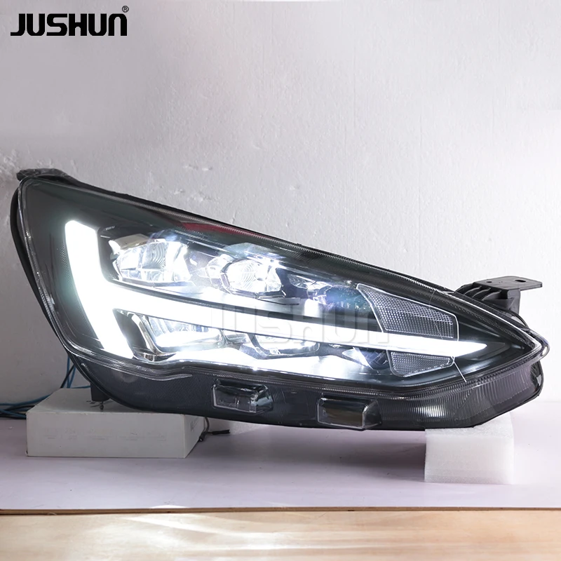 For Ford New Focus 19-20  Headlight Assembly Modified LED Light Guide Daytime Running Lights LED Streamer Turn signal JUSHUN