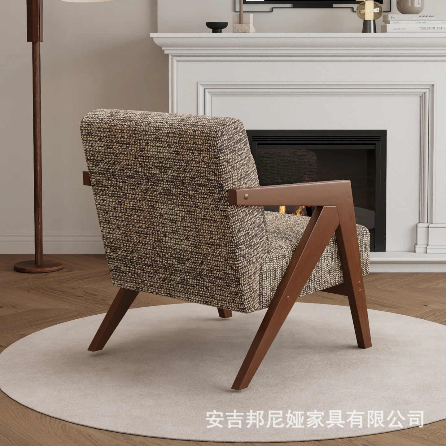 Medieval Richard Single Sofa Chair French Vintage Living Room Balcony Leisure Solid Wood Chair Home Armchair