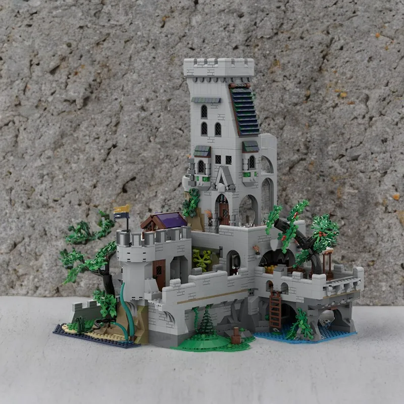 

1123 шт. MOC Red Dragon Keep Back Half, сборный модуль замка для взрослых, модель для энтузиастов, строительные блоки, игрушки на день рождения, подарок