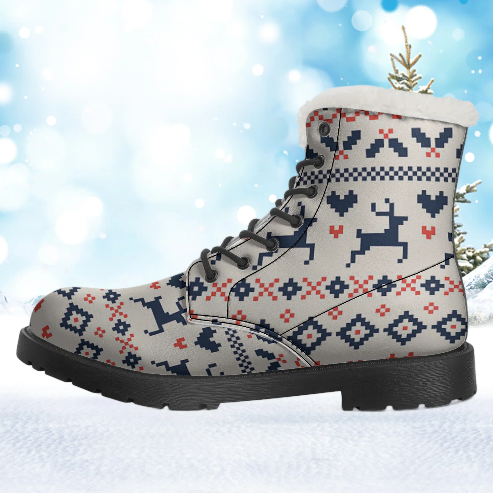 أحذية شتوية نسائية أحذية عالية بنية بالإضافة إلى أحذية فضية دافئة مخملية، أحذية أطفال للبالغين - مخصصة
