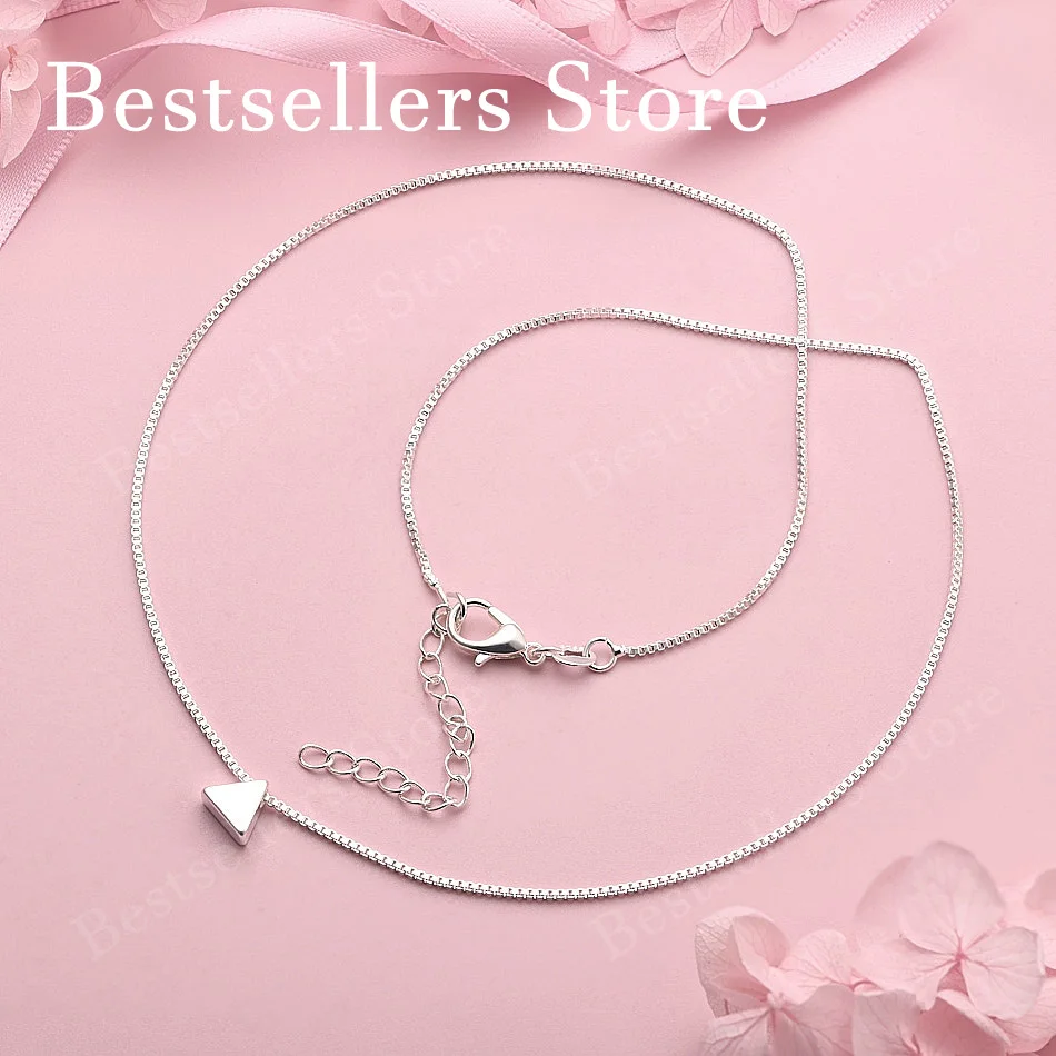 925 Sterling Silver  Simple Triangle Pendant Necklace for Women Fashion Party Favor Wedding Accessories