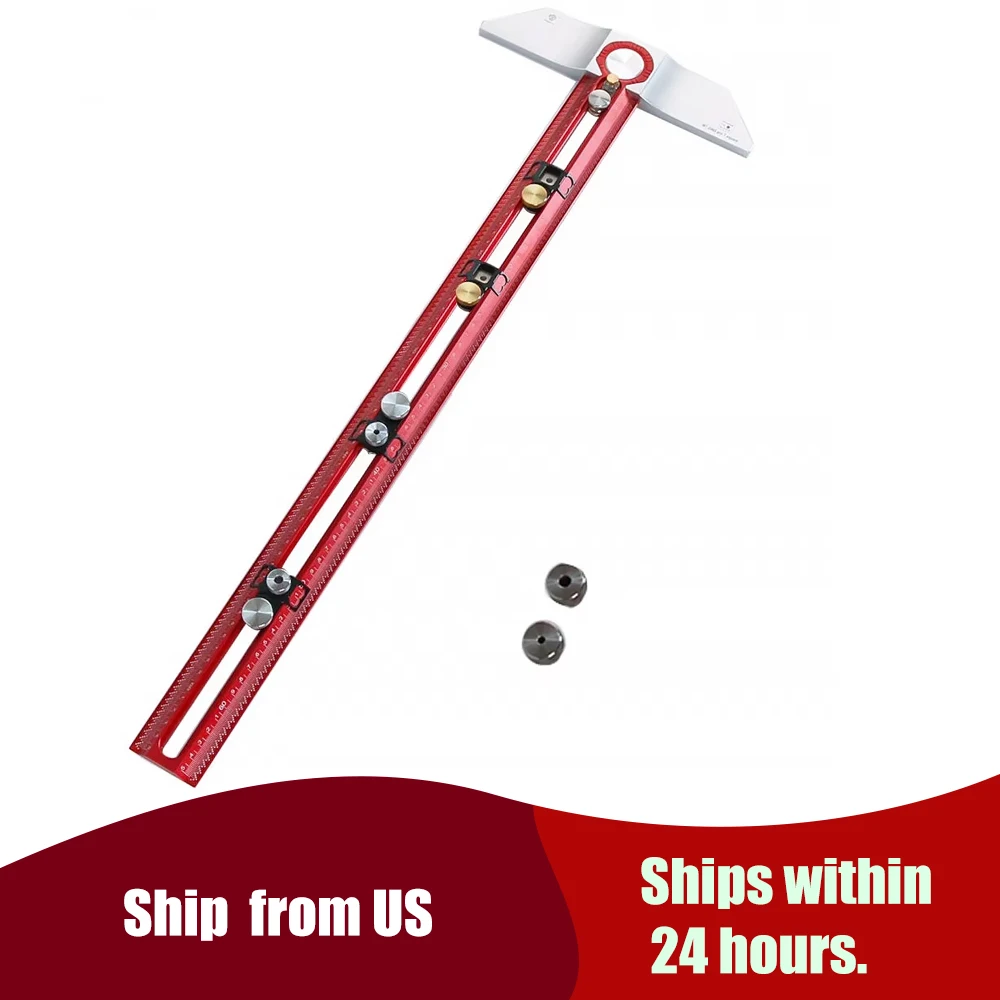 

Scriber Marking T Square Ruler HONGDUI MT-2465 Woodworking Aluminum Alloy Hole Positioning Marking Gauge Hooked On Wood Ruler