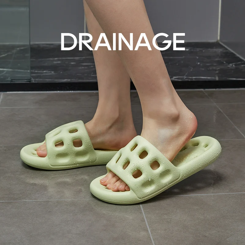 UTUNE Household Slippers Massage Shoes Bathroom Non-slip Flat Slides Women Sandals Men Summer Flip Flops Soft Lotus Root Slides