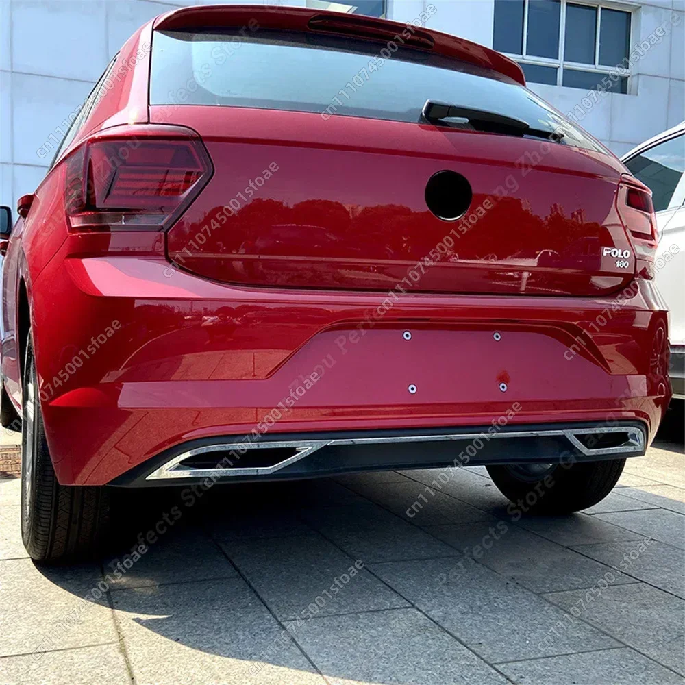 For VW Polo 6 MK6 3Pcs Car Rear Bumper Diffuser Lip Spoiler Air outlet Exhaust Strip Cover Trim 2017-2021 Pre-facelift Body Kit