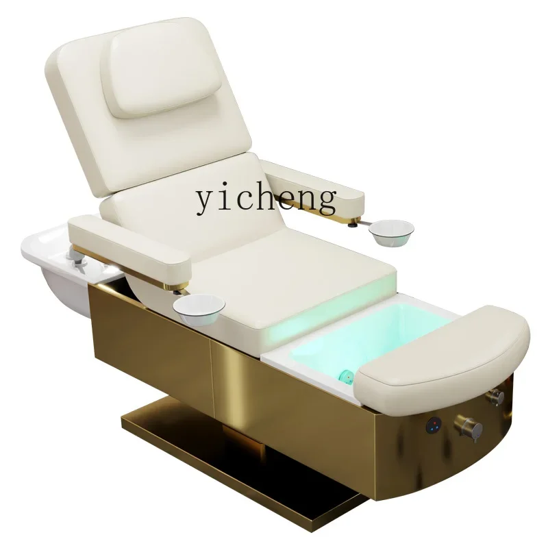 

ZC Manicure and Eyelashes Beauty Salon Bed Shampoo and Foot Massage Integrated Bed Full Lying Foot Massage Barber Shop Flush Bed