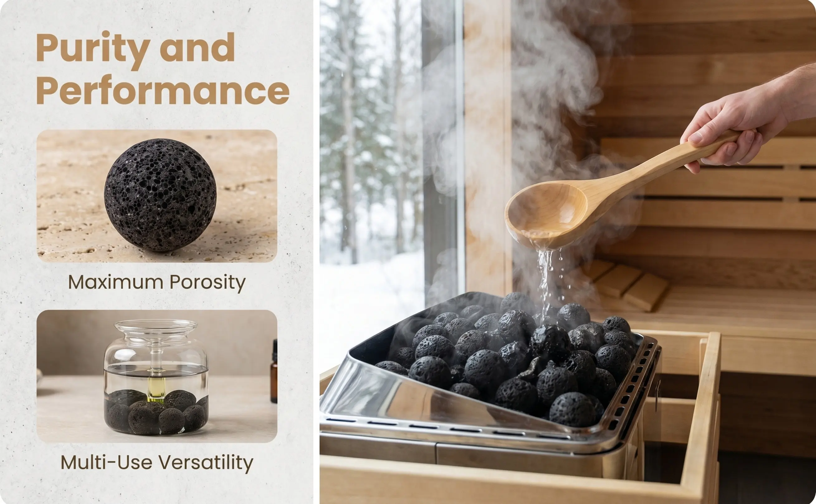 5Pcs Round Natural Volcanic Sauna Stones Steam Room Replacement Rocks Sauna Heater Stone Heating Set Steam Room Supplies