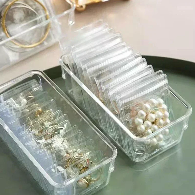 

10Pcs Transparent PVC Jewelry Pouches Zip Storage Bag For Earring Necklace Jewelry Anti-Oxidation Display Packaging Bags