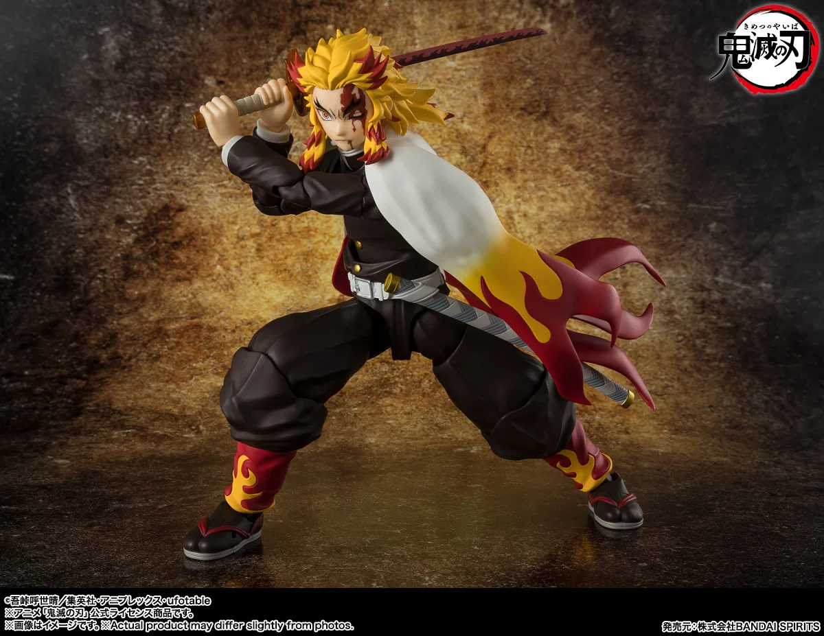 재고 있음 오리지널 반다이 SHFiguarts 악마 슬레이어 Rengoku Kyoujurou 피규어 애니메이션 액션 모델 정품 박스형 장난감