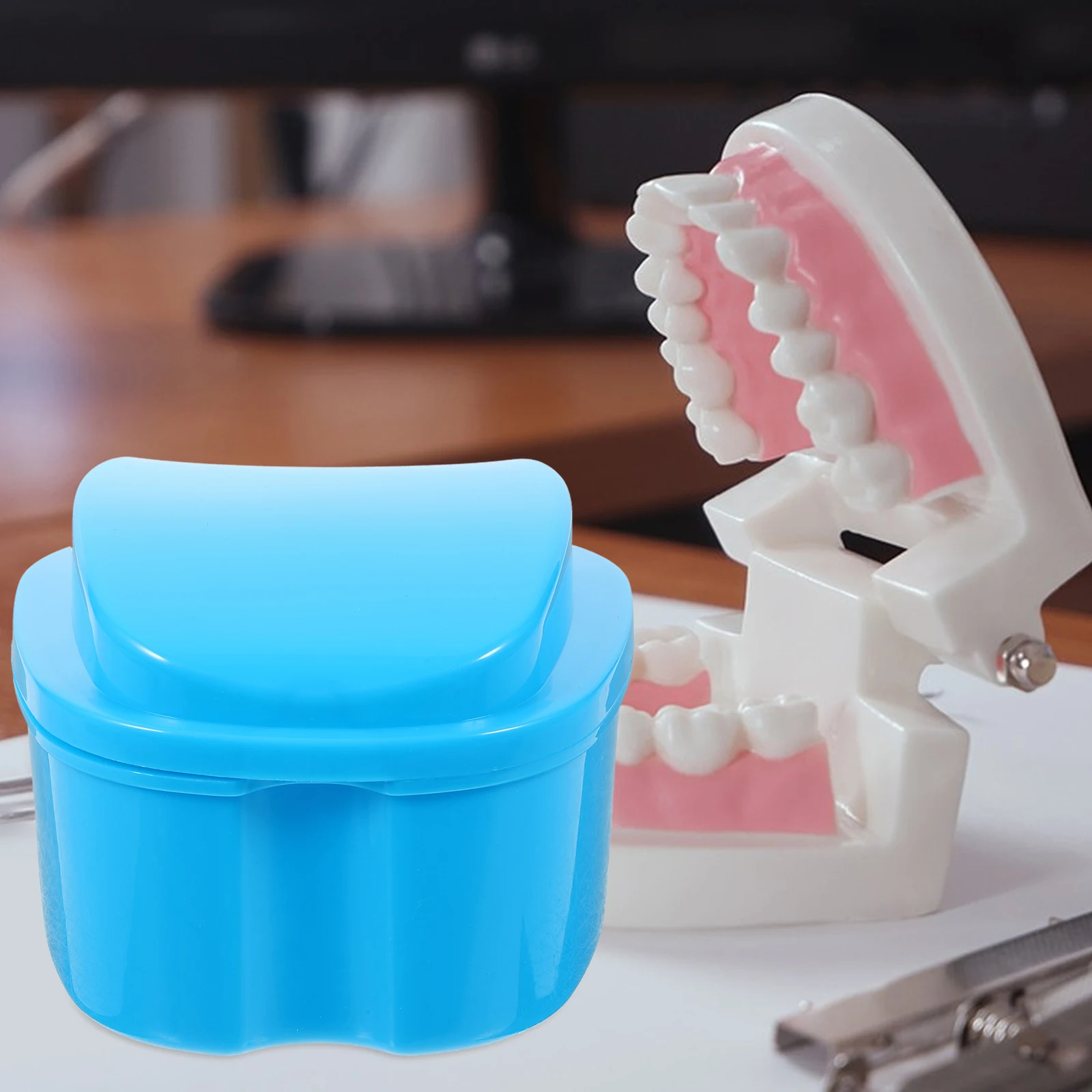 

Denture Storage Container Cleaning Brush Portable Case For Dentures Small Size Travel Camping Business Use Protective Cover
