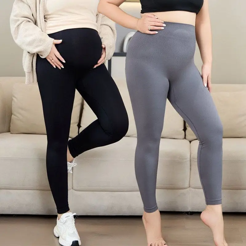 Pantaloni da yoga Materni taglie forti Supporto per la pancia dopo il parto Pantaloni a strati base da donna slim fit Comodo elastico in vita Trou lungo...