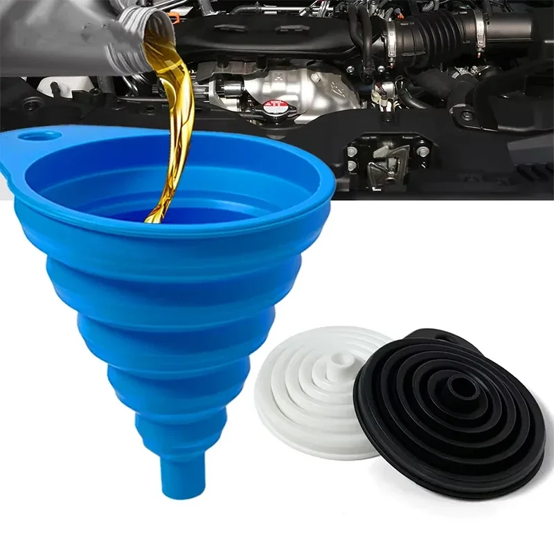 Mini Engine Funnel Big Size Petrol Change Foldable Portable Silicone Liquid Car Oil Petrol Funnel Household Utensils for Kitchen