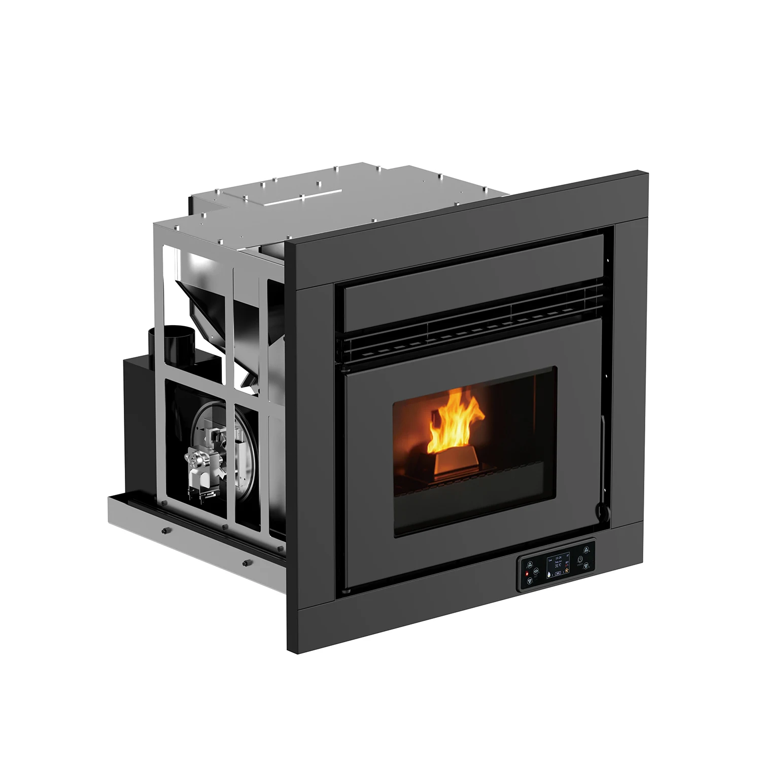9KW New Trend European Eco-friendly Indoor  Insert Wood Pellet Stoves Embedded Fireplace Heater