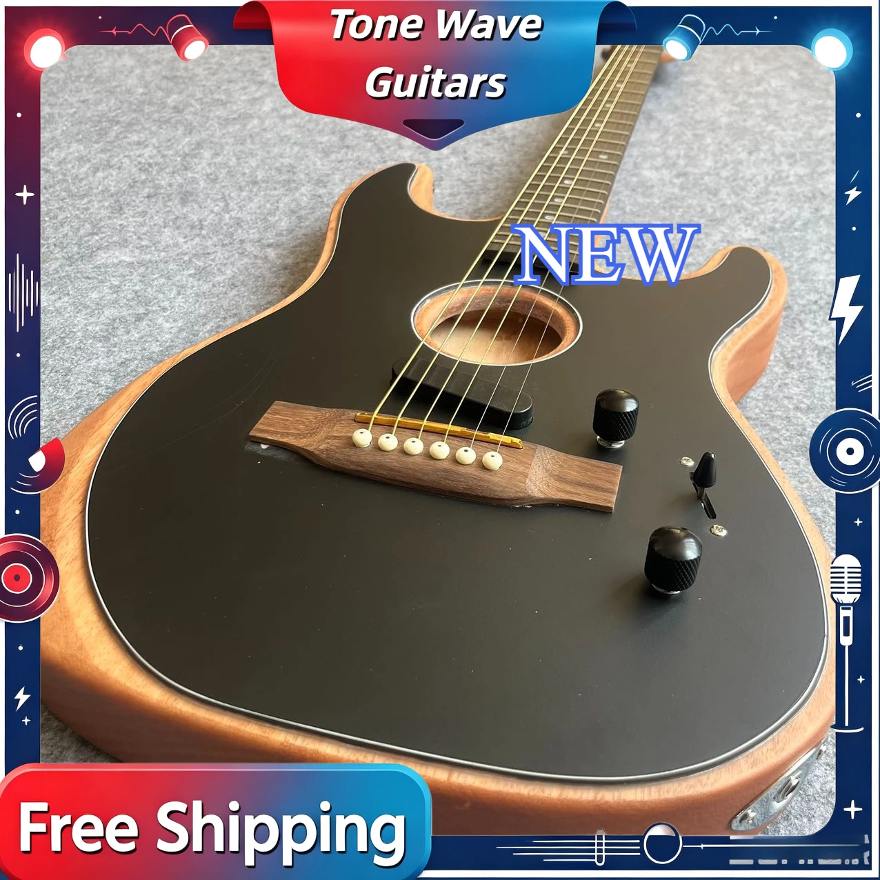 STR Style Acoustic Electric Guitar Rosewood Fingerboard Sound Hole Design Plug in Acoustic Advanced Musician Fingerstyle