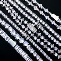 NUOYA Hip Hop Tennis Bracelet Iced Out AAAAA CZ Diamond Star Chain Bling White Gold Plated Jewelry luxury Gift Women Men