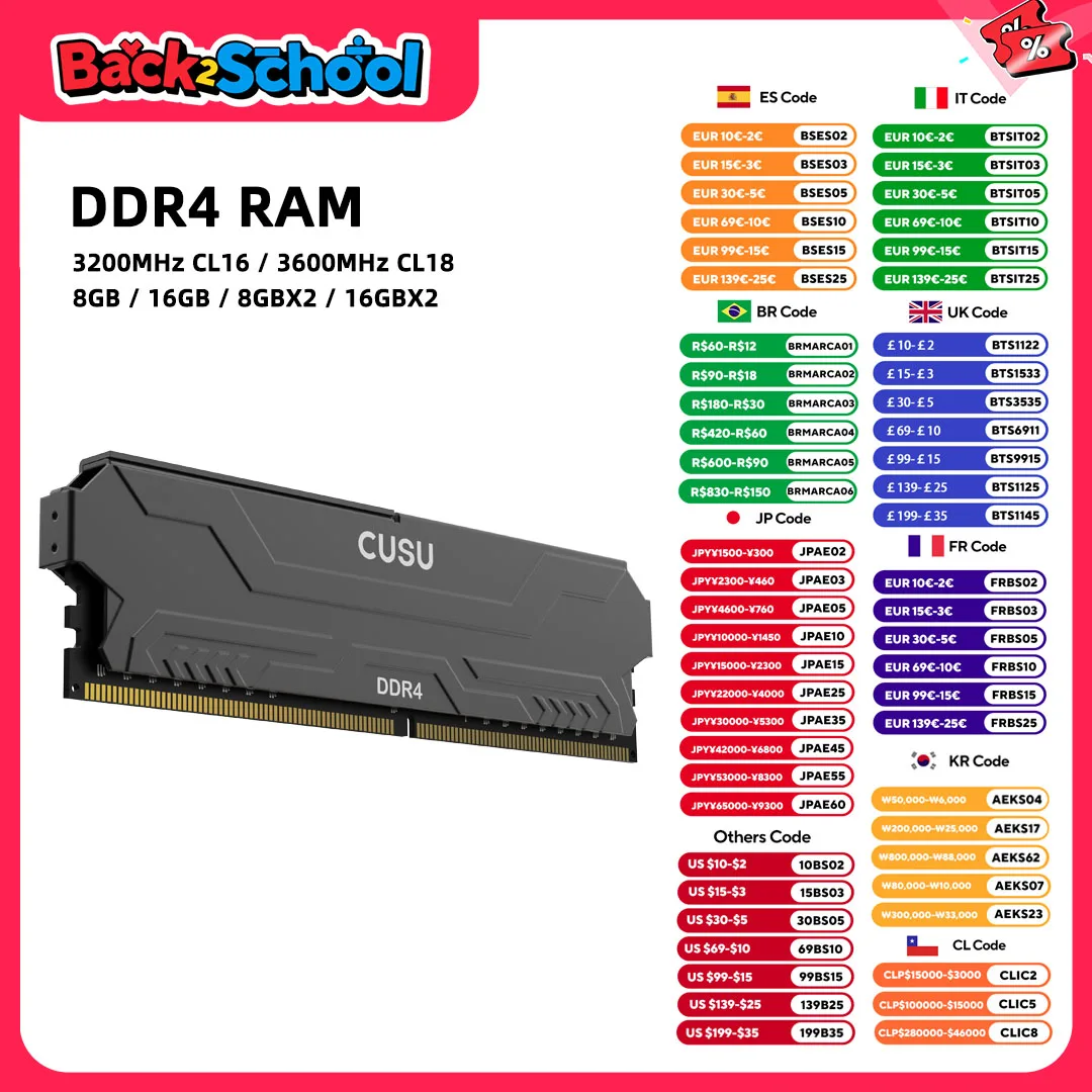 Память CUSU Ram DDR4 16 ГБ (8 ГБ