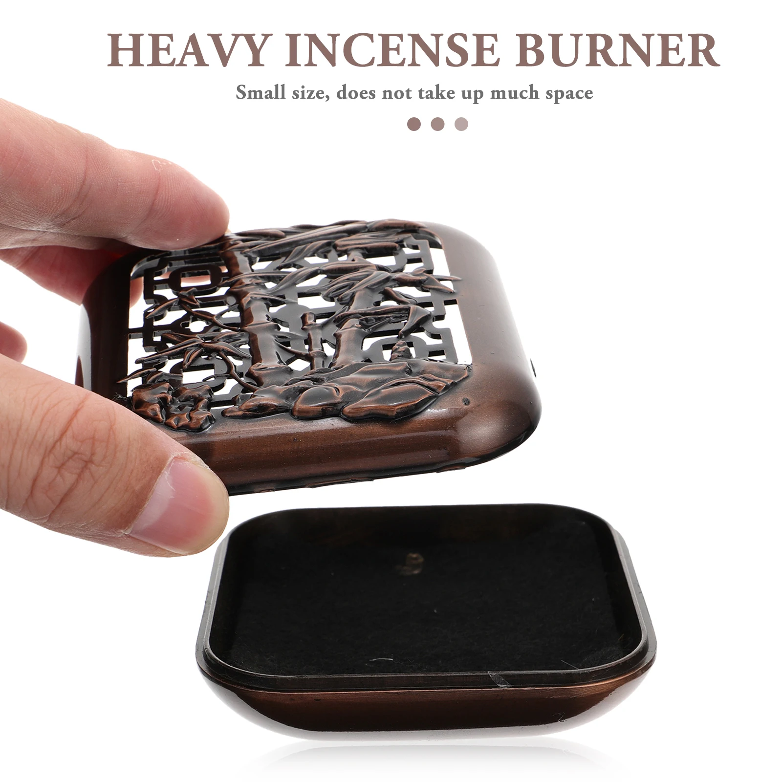 

Zinc Alloy Incense Burner Aromatherapy Censer Portable Holder Smooth Bottom Retro Carving Desktop nament Compact Size