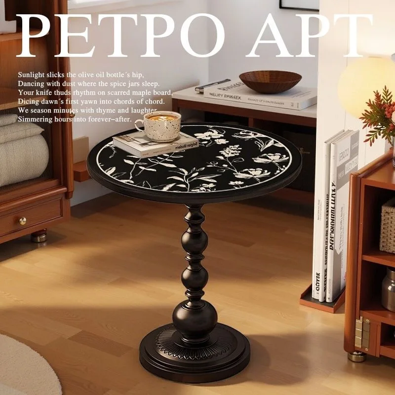 French retro living room sofa side table removable side cabinet light luxury small coffee table creative bedside table antique r