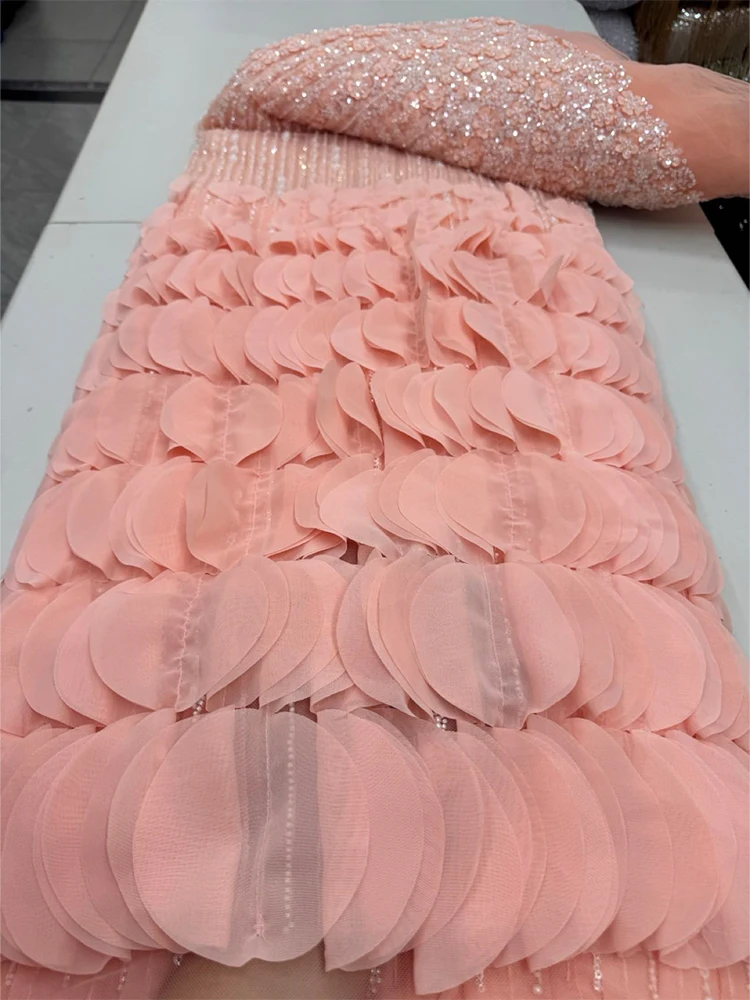 Handmade 3D Flower Embroidery Net Lace with Sequins High Quality Fashion Design for Party Evening Dress - Pretty Nice 2026 149