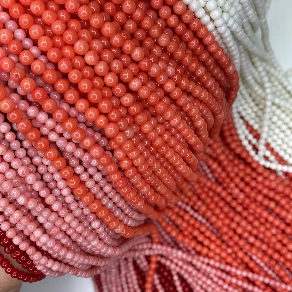 2-8mm Natural Sea Bamboo Red Coral Beads Grade A Coral Round Beads For Jewelry Making DIY Necklace Bracelet earring Accessories