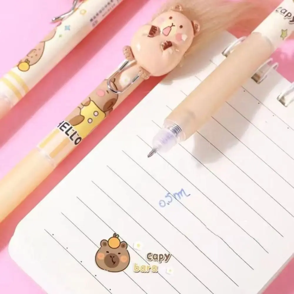 Creative Kawaii Capybara Gel Pen Pretty Aesthetic Cute Erasable Pen 0.5mm Cartoon DIY Hair Style Pen Gift