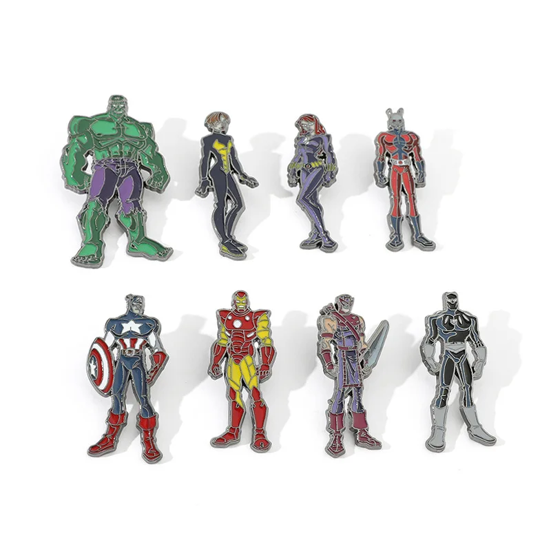 

Marvel Superhero Collection Brooch Captain America Iron Man Spiderman Hulk The Avengers Badge Metal Enamel Lapel Pin Accessories