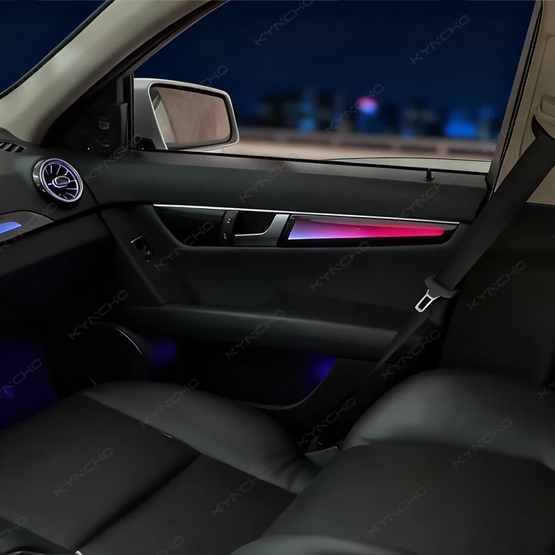 KYNCHO LED Car Ambient Light Kit for BENZ C CLASS W204 64 Colors RGB Bluetooth App Control Symphony Auto Interior Lighting