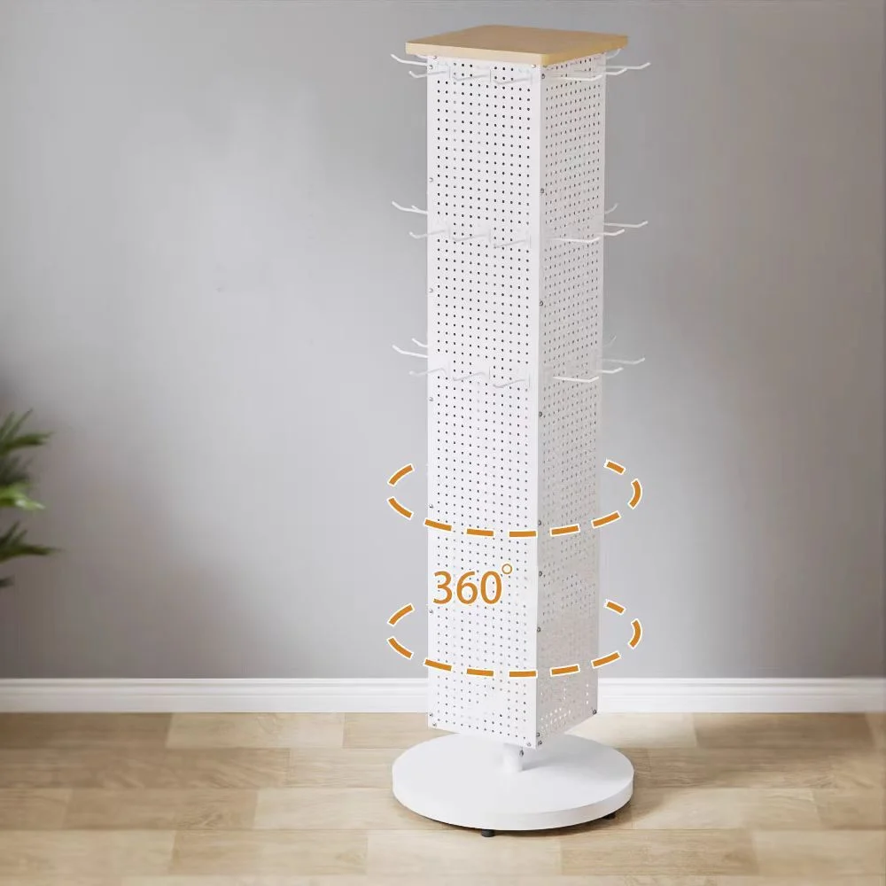 Hooks Metal Hanging with Wheels Pegboard Display Stand with  Custom Metal Gloves Pegboard Rotating Display Stands