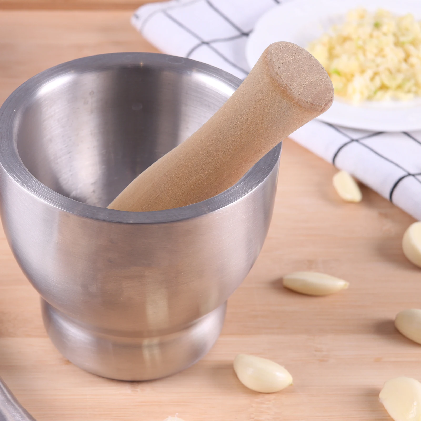 

2 Pcs Wooden Food Grinder Pestle Stick Ergonomic Kitchen Utensils Garlic Ginger Masher Potato Smasher Sauerkraut Pounder Beech