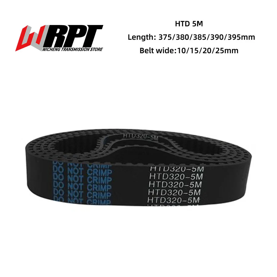 HTD5M Synchronous Belt 375/380/385/390/395mm Closed Loop Rubber Transmission Circular Tooth Belts Width 10mm/15mm/20mm/25mm