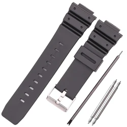 16mm x 25mm Watchband Strap Men Black Sports Diving Rubber Watch Band Stainless Steel Buckle Accessories For 9052 Series