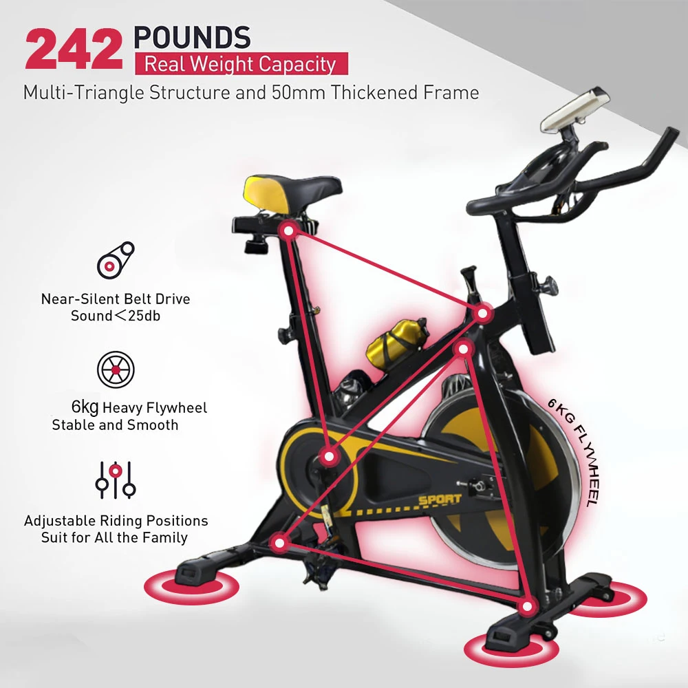 Foldable Commercial Magnetic Spinning Bike Flywheel Indoor Gym Exercise Machine