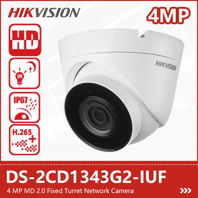 

Hikvision 4MP Turret Camera Outdoor Security CCTV Built-in Mic SD Card Slot Support Human and Vehicle Detection DS-2CD1343G2-IUF