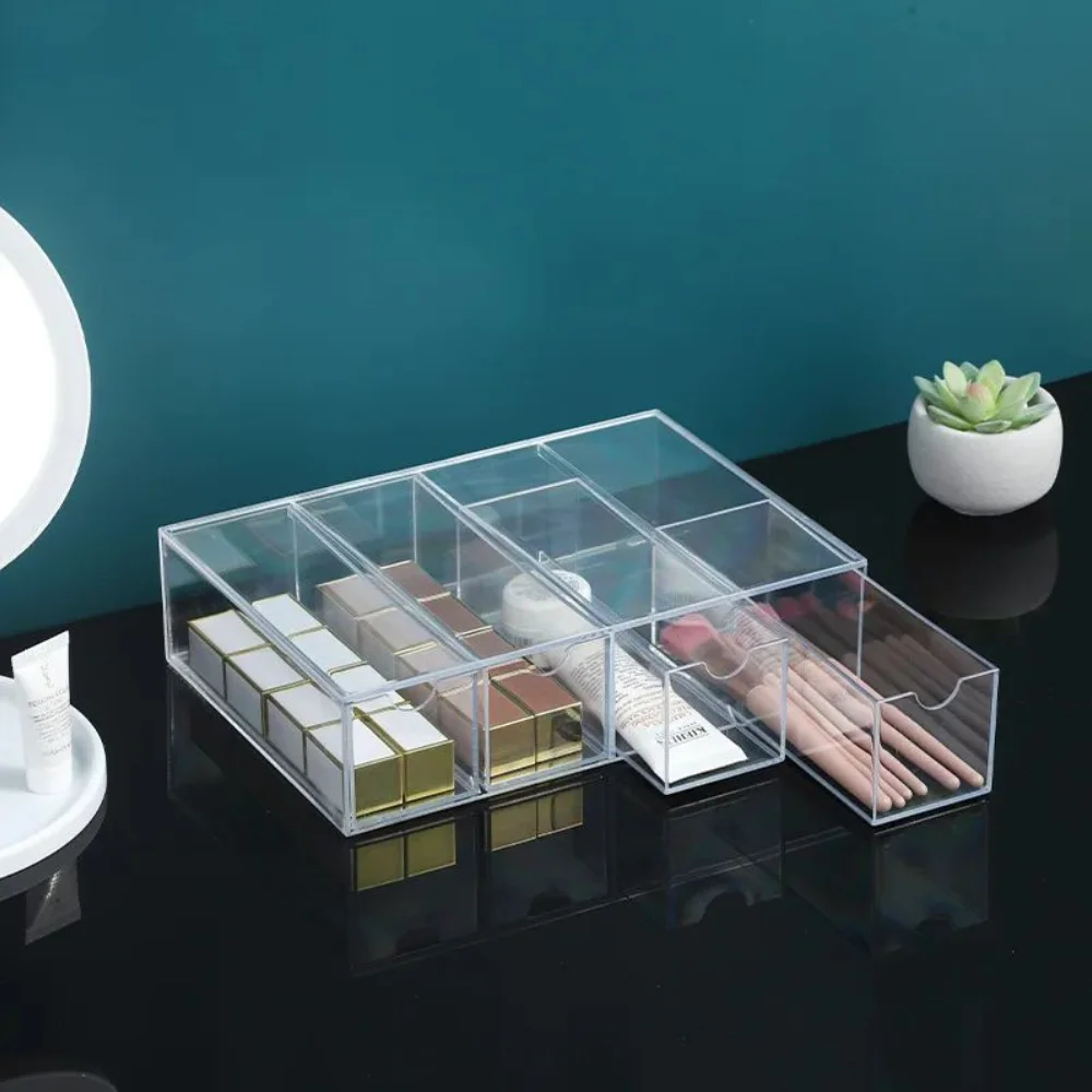 Acrylic Storage Containers Boxes With 4-layer Organizer Earring Sunglasses Makeup Brushes Cosmetic Sundries Transparent Storage