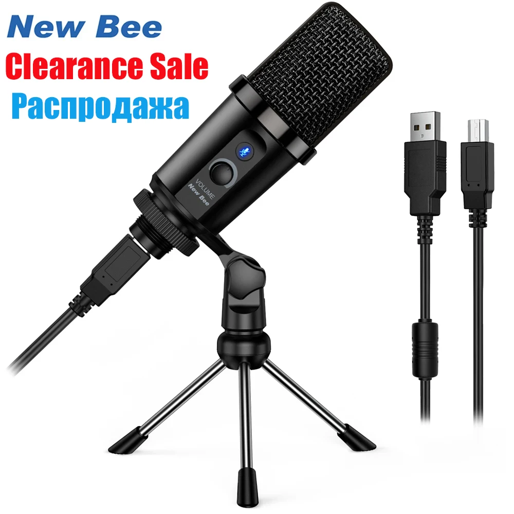 New Bee DM19 Condenser Microphone for PC USB Microphone Professional Mic for Computer Gaming Streaming Recording YouTube