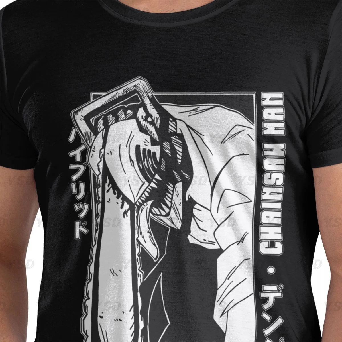 Anime Chainsaw Man Acid Men's tight fitting sports T-shirt,cosy,Oversized T shirt